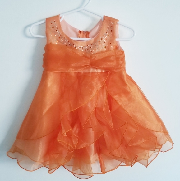 Coral Formal Dress with Rhinestones - Picture 5 of 16